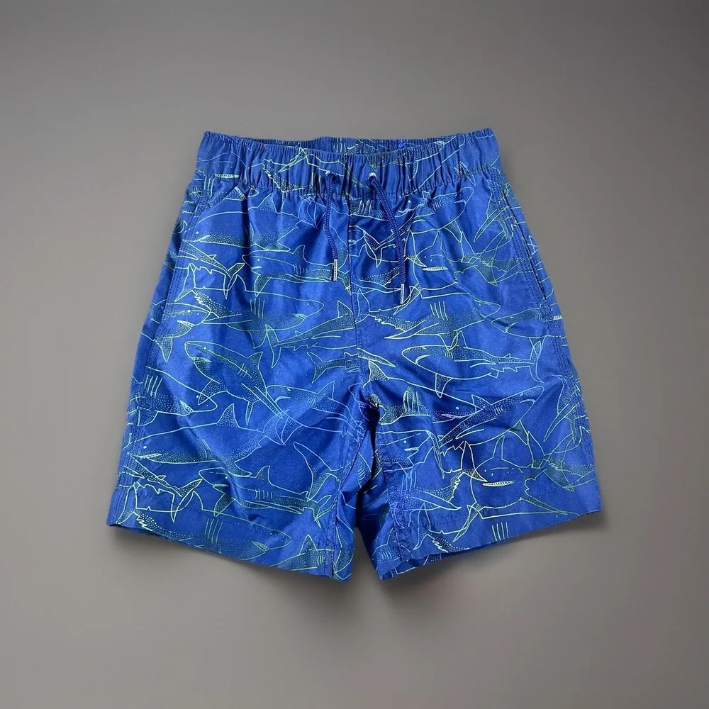 Gap Kids Swim Shorts Size M (8) Color Blue‎ With Sharks Print.